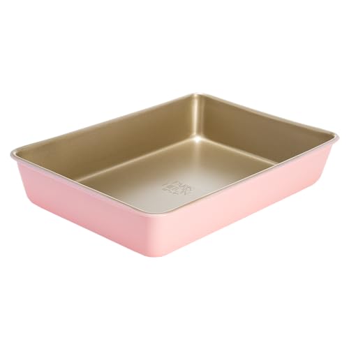Paris Hilton Nonstick Carbon Steel Bakeware Collection, 13-Inch x 9-Inch Multipurpose Pan, Dishwasher Safe, Made without PFOA and PFAS, Pink Champagne Two-Tone - Pink - 13" x 9" Multipurpose Pan