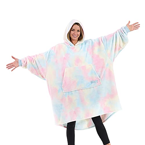 THE COMFY Dream | Oversized Light Microfiber Wearable Blanket, Seen on Shark Tank, One Size Fits All - Cotton Candy Tie Dye