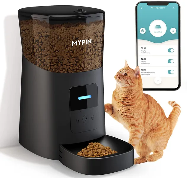 Automatic Feeder for Cats and Dogs Pet Feeder 6L WiFi Feeder with WiFi Remote Control Timer Programmable Easy Smart Feed and Voice Recorder