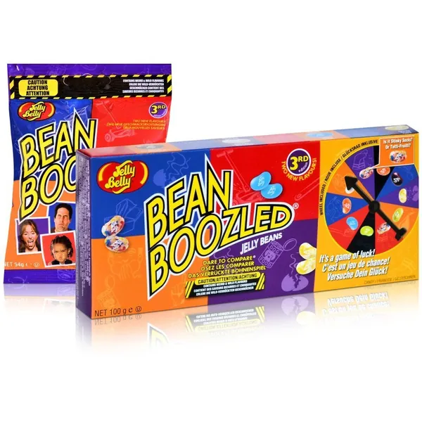 Jelly Belly Bean Boozled set geluksfiets plus een zak beans, 1 verpakking (1 x 100 g + 1 x 54 g)