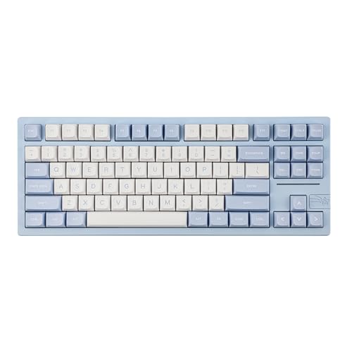 EPOMAKER x Feker Galaxy80 Gaming Keyboard, Aluminum Alloy Wireless Mechanical Keyboard, BT5.0/2.4G/USB-C Gasket-Mounted Keyboard, Hot Swappable, NKRO Creamy Keyboard (Blue, Marble White Switch) - Marble White Switch - Blue