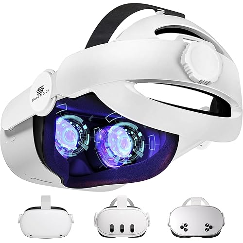 Saqico Head Strap for Oculus Quest 2/3/3s, 3-in-1 Adjustable Halo Headband, Replacement for Elite Strap, Enhanced Comfort Gaming Immersion VR Accessories Compatible with Oculus/Meta Quest 2/3/3s