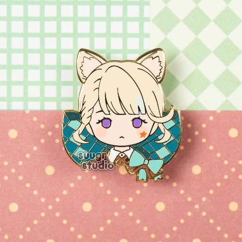 Genshin Impact Lyney, Lynette & Freminet Fontaine Hard Enamel Pin - Lynette / [A Grade] / Simple Rubber Backs