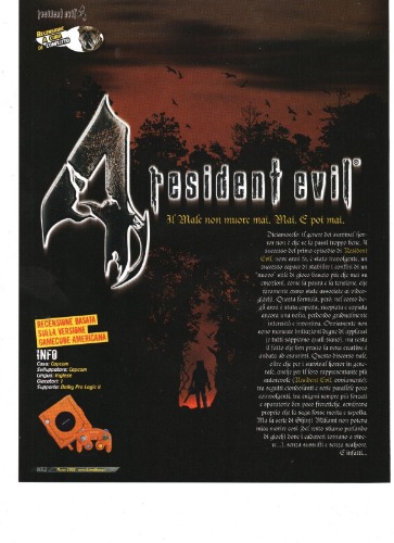 Resident Evil 4 Capcom PS2 Playstation 2005 Magazine Article Rare Italian Review