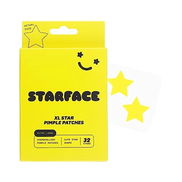 Starface XL Big Star, Large Hydrocolloid Pimple Patches, Absorb Fluid and Reduce Redness, Cute Star Shape, Vegan and Cruelty-Free Skincare (32 Count)