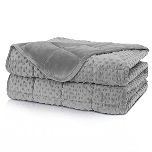 Huloo Sleep Weighted Blanket Twin 15lbs for Adult(48"×78",Gray) Breathable Soft Minky Weighted Throw Blanket for All Season,Heavy Blanket with Premium Glass Beads - Gray - 48"×78"-15lbs