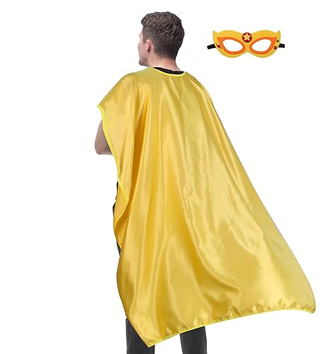 D.Q.Z Adult Super hero Capes and Mask for Women Men Superhero Costume Halloween Vampire Dress Up Party Favor - Gold