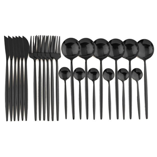 Stainless Steel Cutlery Set (24pc) - Black