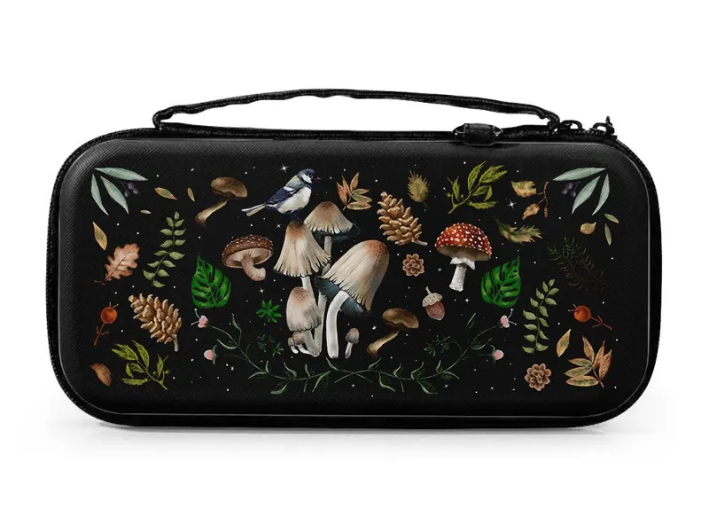 Mushroom Switch Carrying Case - Regular Switch | Switch Lite | Switch OLED | Swtich Accessories | Switch Decal | Swtich Case | Black Case