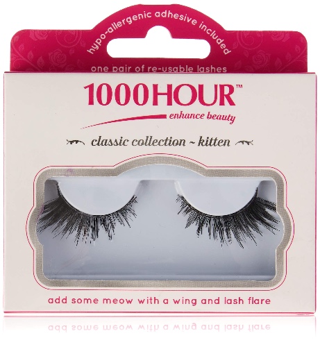 1000HOUR Classic Collection 554 Kitten Eye Lashes,Black - 1 count (Pack of 1) - Kitten Black