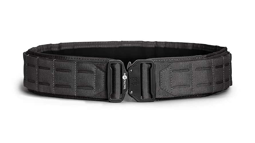 Tacticon Battle Belt | Padded Tactical Nylon Belts | Disabled Combat Veteran Owned Company - Tactical Black - S [30" - 33" Waist]