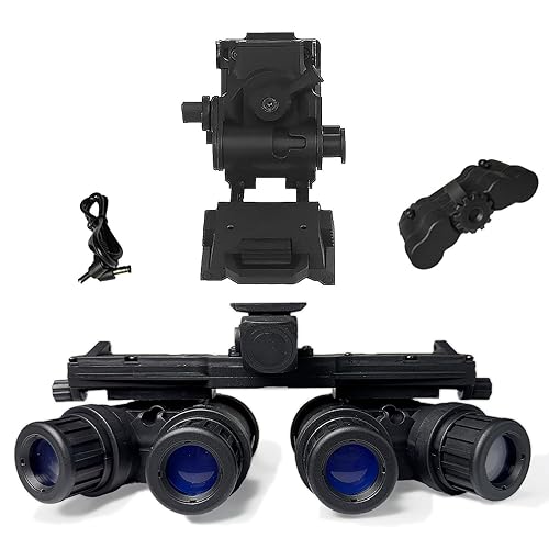 GPNVG 18 Night Vision Goggles Dummy Model with NVG Mount, Four-Tube Binocular Night Vision for Tactical Helmet NVG Mount, Cosplay Prop, No Function (Black) - Black with NVG Mount