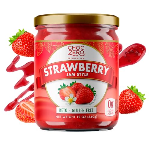 ChocZero's Keto Strawberry Jam Preserves - No Sugar Added, Low Carb, Keto Friendly, Fruit Spread Alternative, Perfect Jelly for Bread, Gluten Free, Naturally Sweetened with Monk Fruit (1 jar, 12 oz) - Raspberry Jam