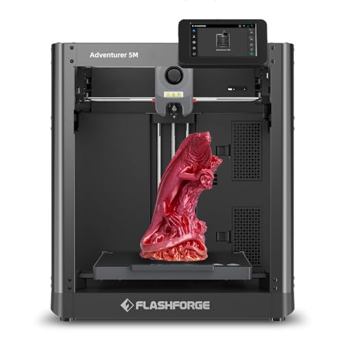 FLASHFORGE Adventurer 5M 3D Printer, 600mm/s High Speed Printing, Fully Auto Leveling Printer with Quick Detachable 280℃ Direct Extruder, Vibration Compensation, Large Printing Size 220 * 220 * 220mm - Adventurer 5M