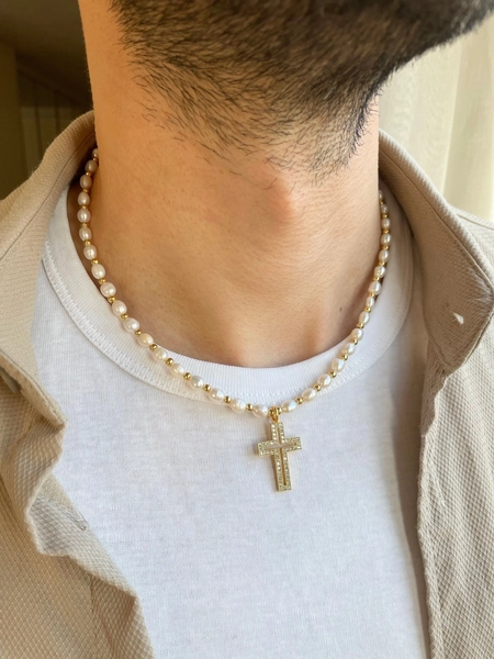 Mens Gold Cross Necklace