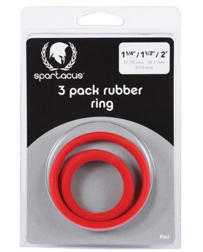 Spartacus Rubber Cock Ring Set - Red