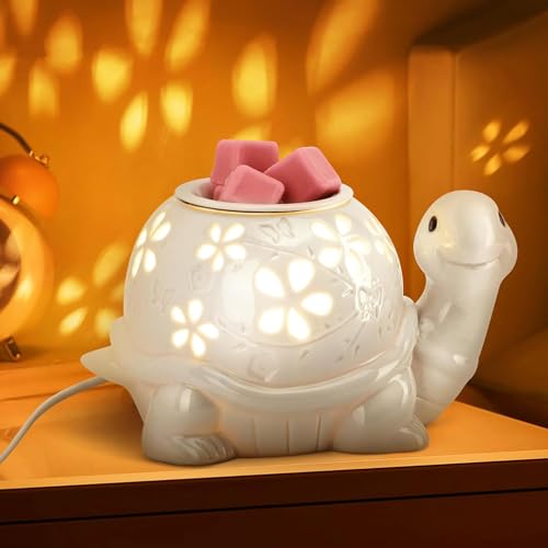 LESES Electric Wax Melt Warmer, Turtle Ceramic Wax Warmer Burner for Scented Wax Cubes, Candle Wax Melter with 2 Light Bulbs Fragrance Oil Warmer for Home Bedroom Aromatherapy Gifts for Mom Grandma