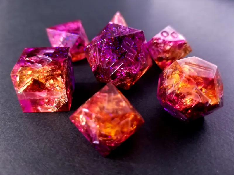 Wish (Custom Paint) - Handmade sharp edge resin dice set for DnD, D&D, Dungeons and Dragons, RPG dice