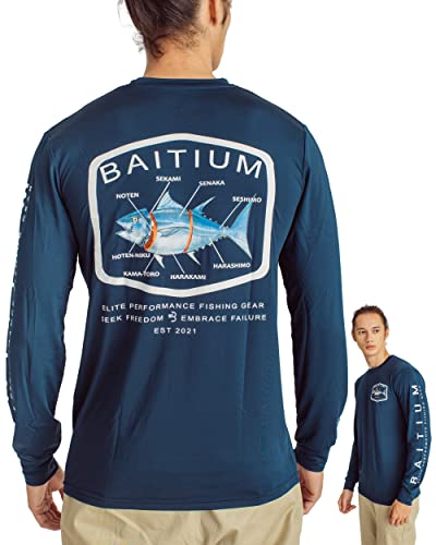 Fishing Shirts for Men Long Sleeve, Mens Fishing Shirts Long Sleeve Hooded, SPF Shirts for Men, Fishing Gear and Equipment - X-Small - Long Sleeve-bluefin Blue