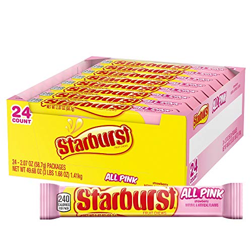 STARBURST All Pink Fruit Chews Candy Bulk Pack, 2.07 oz (Pack of 24)