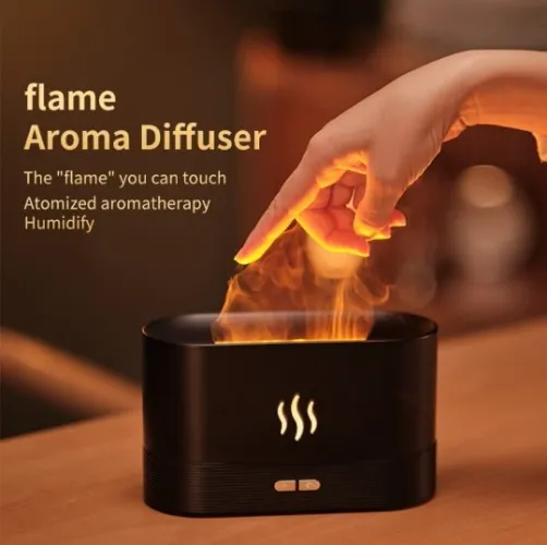 Amazon.com: Colorful Flame Air Aroma Diffuser Humidifier, Upgraded 7 Flame Colors Noiseless Essential Oil Diffuser for Home,Office,Yoga with Auto-Off Protection 180ml (8Hours Black) : Health & Household