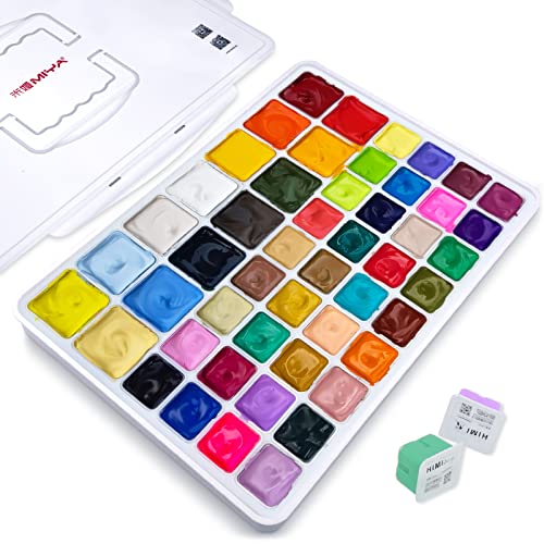 HIMI Gouache Paint Set, 56 Colors×30ml, Unique Jelly Cup Design, Non-Toxic, Gouache Paint for Canvas Watercolor Paper - Perfect for Beginners, Students, Artists - 1 Count (Pack of 1)