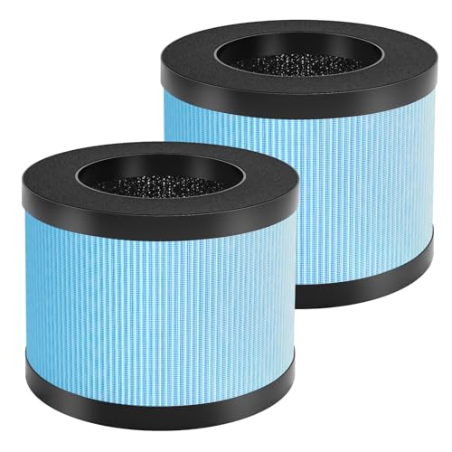 MK06 MK01 True HEPA Replacement Filter Compatible with AROEVE MK01 MK06 and Kloudi DH-JH01 Air Purifier, 2 Pack - 2 Pack Blue-Standard Version