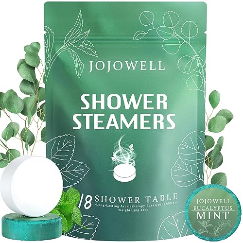 JoJowell Shower Steamers Aromatherapy - 18 Pack Shower Bombs Birthday Gifts for Women, Mom, Organic with Eucalyptus Mint Essential Oils, Eucalyptus for Shower Christmas Stocking Stuffers for Women Men - 18 Count (Pack of 1)