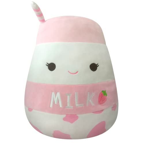 Squishmallows 14-Inch Strawberry Milk with Straw Plush - Add Amelie to Your Squad, Ultrasoft Stuffed Animal Large Plush Toy, Official Kelly Toy Plush