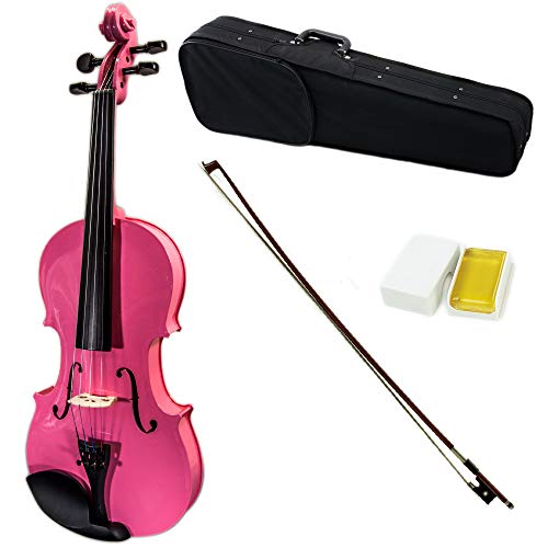 SKY Full Size VN202 Solidwood Pink Violin with Brazilwood Bow and Lightweight Case - RED