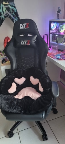 Paw Print Seat Cushion - Black / 70x80cm