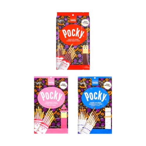 GLICO Pocky Cookie Sticks Family Pack, Strawberry+Cookies Cream+Chocolate Cream, 27 Packs, 12.5 oz