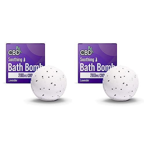CBDfx 200mg CBD High Strength Soothing Bath Bomb Lavender Single (Pack of 2) - 142 g (Pack of 2) - Lavender
