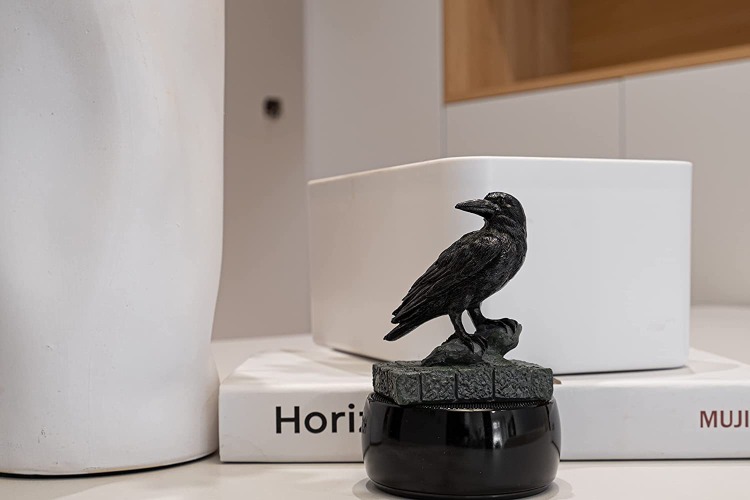 EASCHEER Raven On Rock Statue 3" Gothic Crow Scavenger Bird Decor Figurine Altar Sculpture