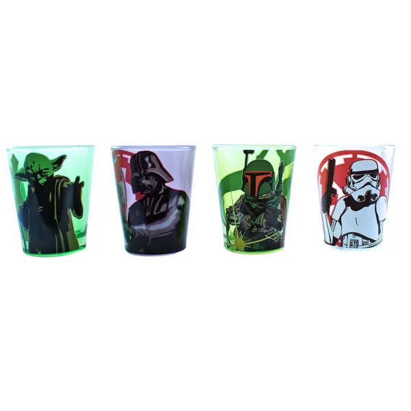 Silver Buffalo Disney Star Wars Character Portraits 4 Pack Mini Glasses, 1.5 Ounces