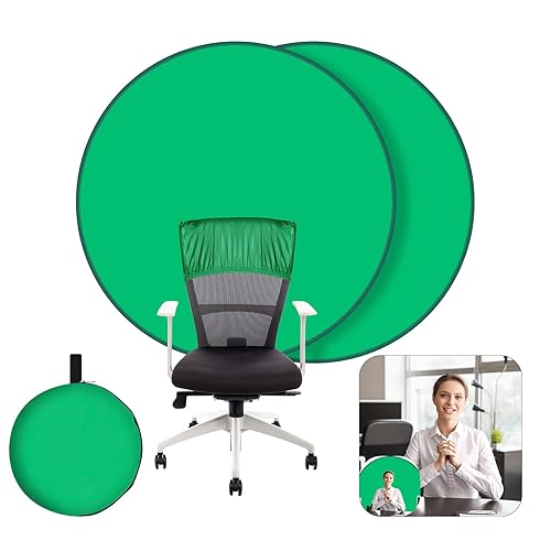Green Screen，Upgrade 56 in Portable Green Screen Chair Attachment,Collapsible Small Green Backdrop Kit,Chroma Key,Background Screen for Streaming Photography Gaming Zoom Video Chats and Meeting - Elastic Fixed Green
