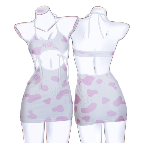 Drippin In Milk Dress - White and Pink / M/L
