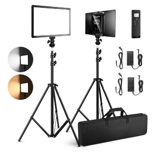 NEEWER 2-Pack 2.4G LED Panel Video Light Soft Lighting Kit, 12.9" Key Light with Stand/Remote/3200-5600K/CRI97+/Built-in 5200mAh Battery for Game YouTube Live Streaming Photography