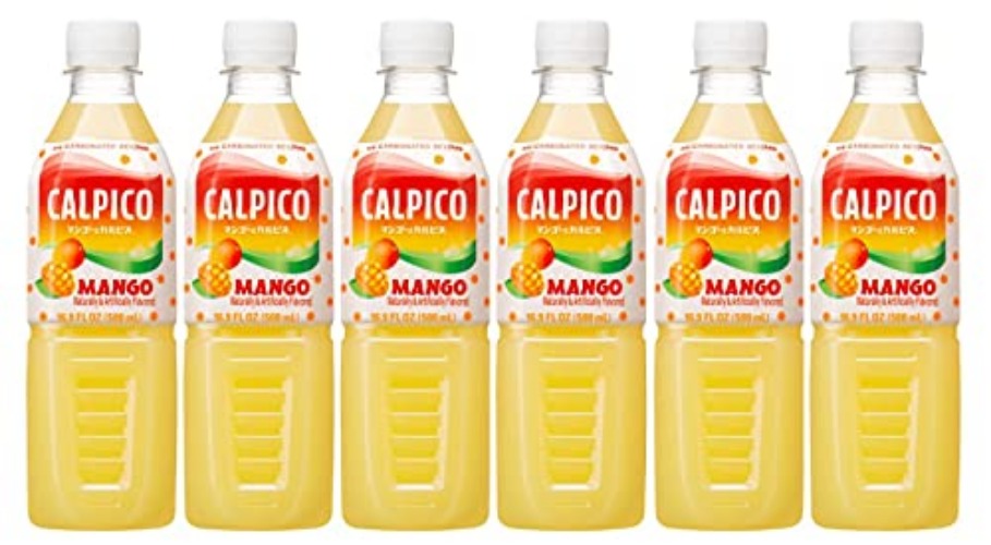 CALPICO Mango, Non-Carbonated Drink, Japanese Beverage Contains Mango Juice Concentrate, Sweet and Tangy Asian Drink, 16.9 FL oz. (Pack of 6) - Mango