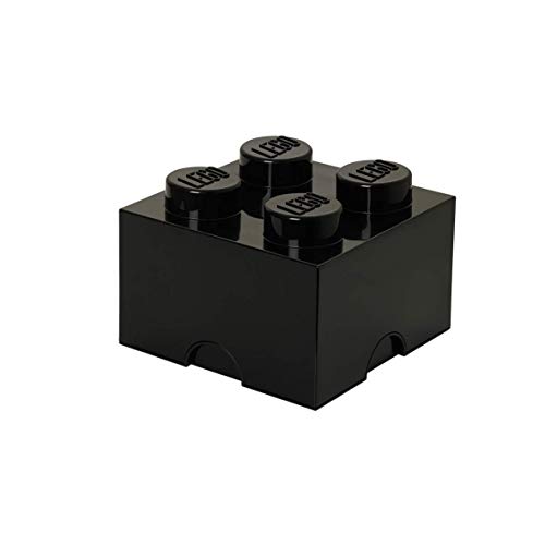 Room Copenhagen 40031733 Ladrillo de Almacenamiento de 4 espigas de Lego, Caja de almacenaje apilable, 5,7 l, Negro, Black - Black