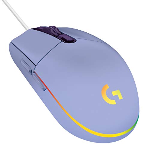 Logitech G203 LIGHTSYNC Gaming Mouse with Customizable RGB Lighting, 6 Programmable Buttons, Gaming Grade Sensor, 8K DPI Tracking, Lightweight - Lilac - Lilac - G203