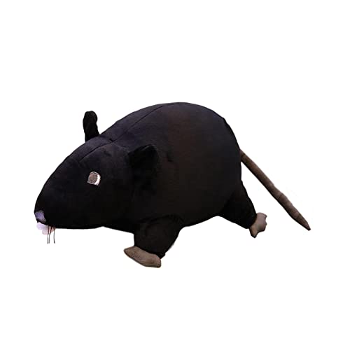 Milageto Joli jouet animal de rat en peluche, jouet en peluche interactif, poupée de souris de simulation de bande dessinée en peluche pour la collection, noir - noir