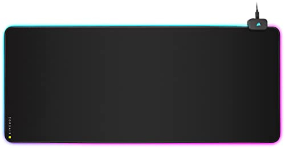 CORSAIR MM700 RGB Extended Cloth Gaming Mouse Pad - 36.6" x 15.8" - 360° RGB Lighting - Two USB Port Hub - Thick Rubber - Black