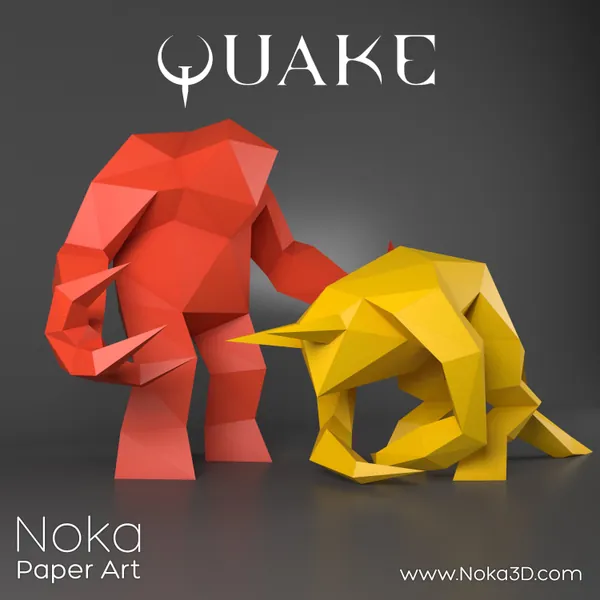 Quake 1 - Shambler and Fiend 3D papercraft game models. Downloadable DIY templates