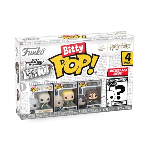 Funko Bitty Pop! Harry Potter Mini Collectible Toys 4-Pack - Lord Voldemort, Draco Malfoy, Bellatrix Lestrange & Mystery Chase Figure (Styles May Vary) - Collectible Toys