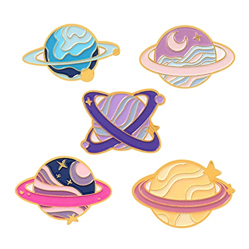 ARFUKA 6 Stück Anstecknadel Cartoon Universum Planet Broschen Set Brosche Pins Anstecknadel Geschenk für Männer und Frauen Kleidung Taschen Jacken