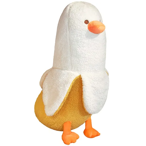 PEACHCAT Banana Duck Plush Toy Cute Plushie Hugging Plush Pillow Duck Stuffed Animal for Girls and Boys White 35.4"