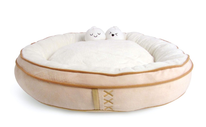 TONBO Soft Plush Small Cute and Cozy Food Dog Cat Bed, Washer and Dryer Friendly (Dim Sum) - Dim Sum