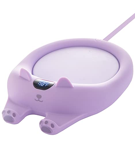 PUSEE Mug Warmer,Coffee Warmer for Desk Coffee Cup Warmer Auto Shut Off,Smart Candle Warmer with 3 Temp Settings,Electric Beverage Warmer Plate for Coffee,Cocoa,Tea,Water and Milk (Not Include Cup) - Purple