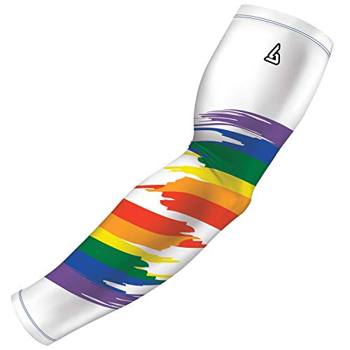 Athletic Compression Arm Sleeve for Men Women Youth - Great for Sports, UV Sun Protection, Blood Circulation, & Tattoo Cover - X-Large - Rainbow